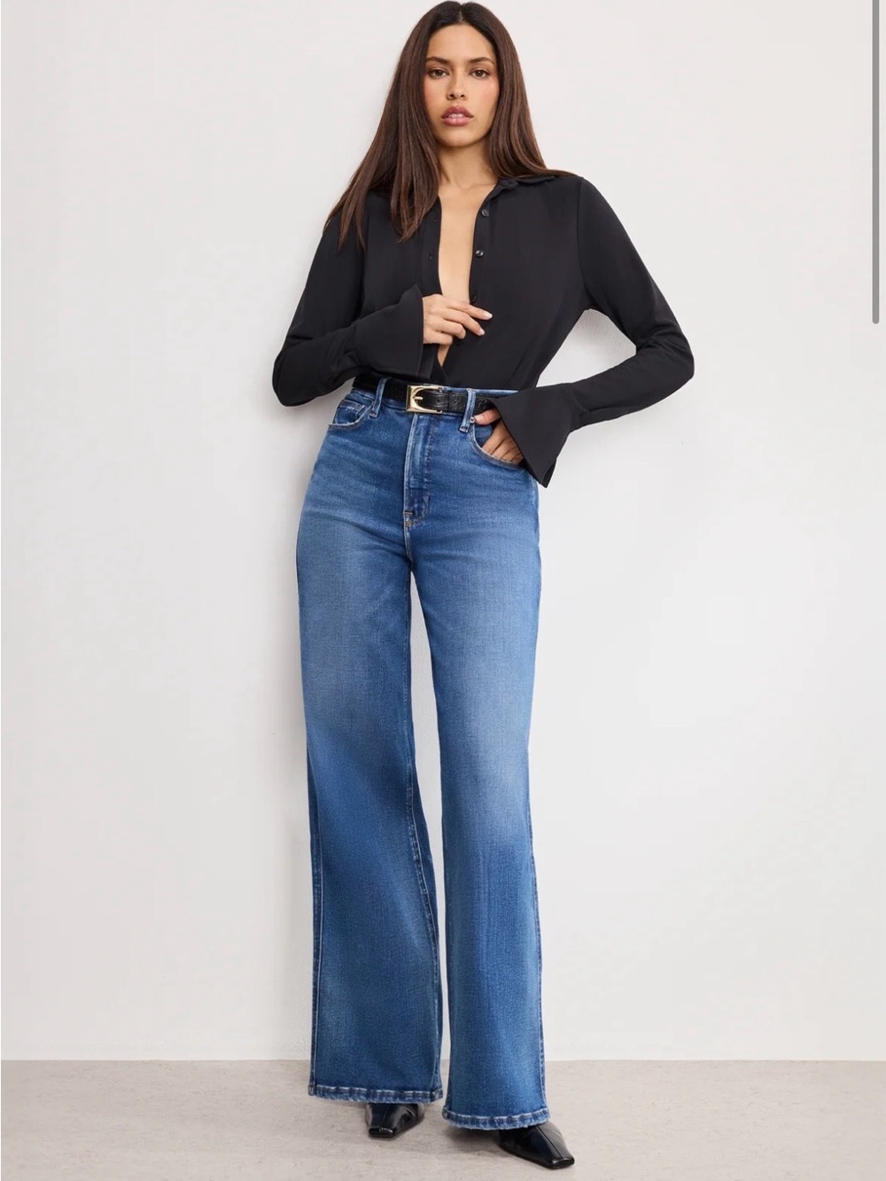 Good American NWT Good Skate Wide Leg Jeans women’s size 4‎